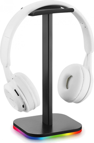 Mbajtëse për kufje Mozos D10, RGB, plastike, e zezë