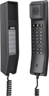 Telefon fiks Grandstream GHP611, kompakt për hotele, 2 linja SIP, i zi