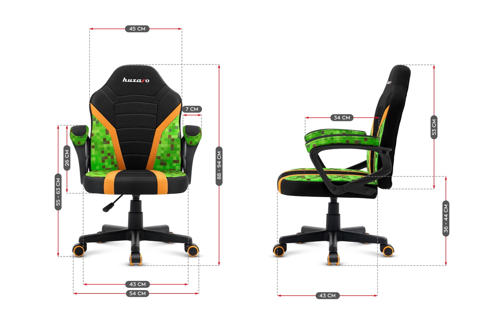Karrige lojërash për fëmijë Huzaro Ranger 1.0 Pixel Mesh, 130kg, e zezë