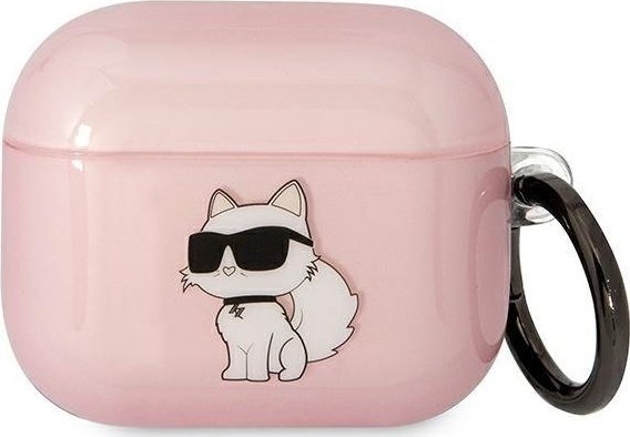 Kapak për kufje Karl Lagerfeld KLA3HNCHTCP AirPods 3, koleksioni Ikonik Choupette, rozë