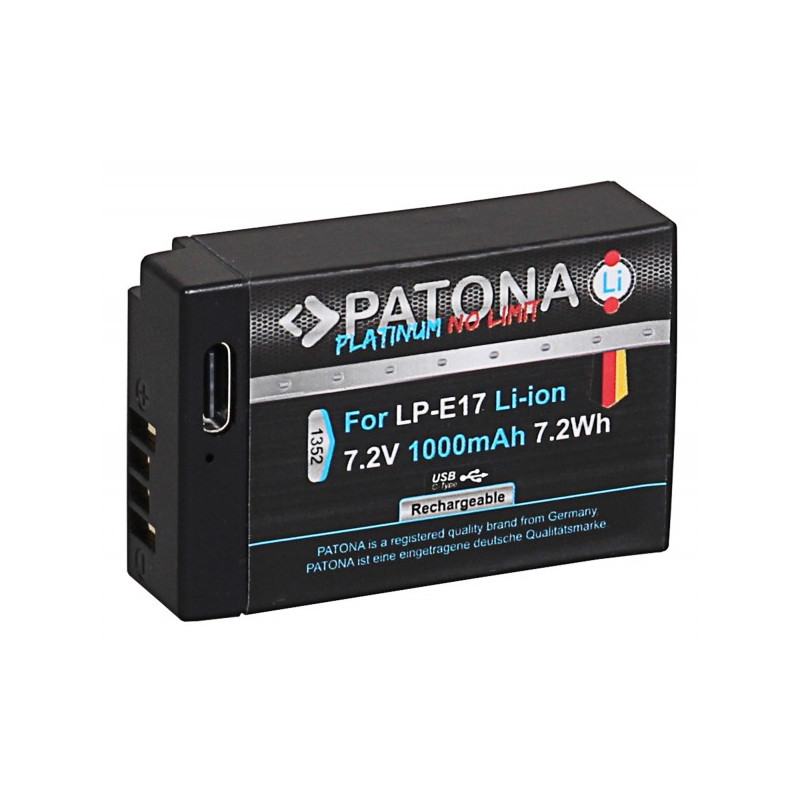 Bateri PATONA Platinum me hyrje USB-C për Canon LP-E17