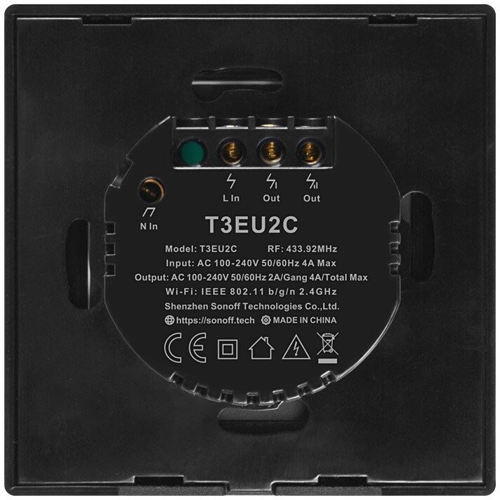 Ndërprerës Smart WiFi + RF 433 Sonoff T3 EU TX (2-channel)