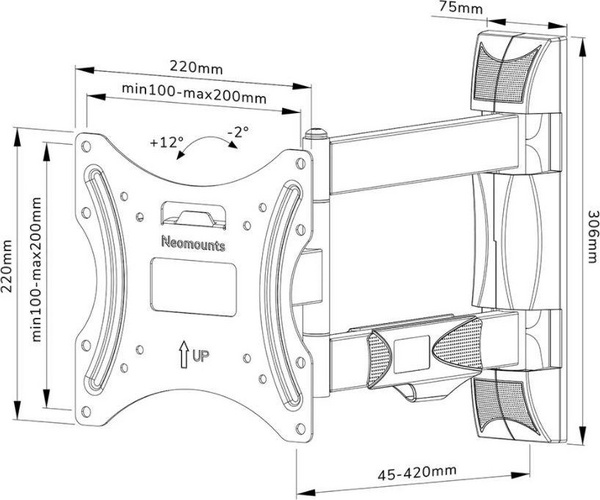 Mbajtëse murale për TV Neomounts WL40-540BL14, 32"-55", 35kg, e zezë