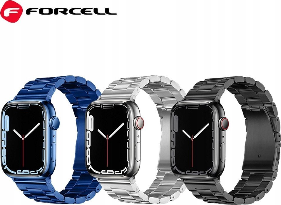 Rrip ore FORCELL F-DESIGN FA10 për Apple Watch 42 44 45 49 mm, çelik inox, argjendtë