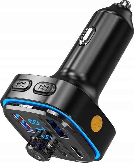 Transmetues FM Bluetooth për veturë XO, karikues me USB C dhe 2x USB, i zi