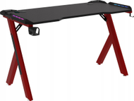 Tavolinë gaming Cortek RGB 140cm, 140x60cm, me ndriçim RGB, e zezë e kuqe