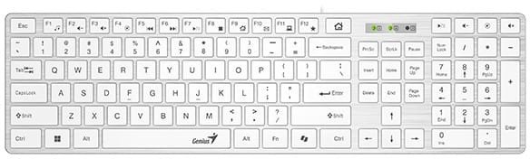 Tastierë Genius SlimStar 126 Copilot, me kabllo USB, profil i hollë, e bardhë