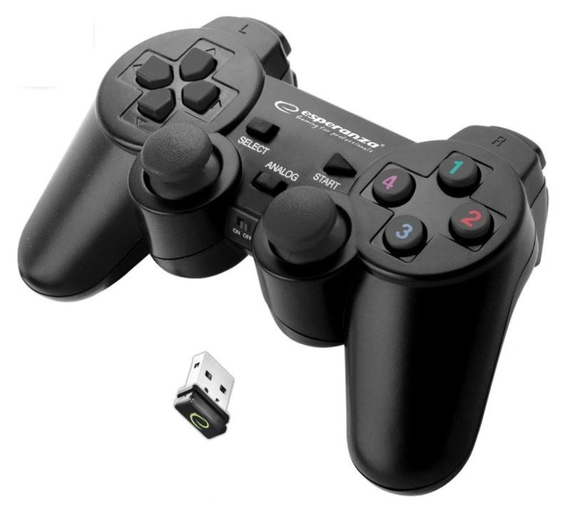 Gamepad Esperanza Gladiator Pad EGG108K, me vibrim, i zi