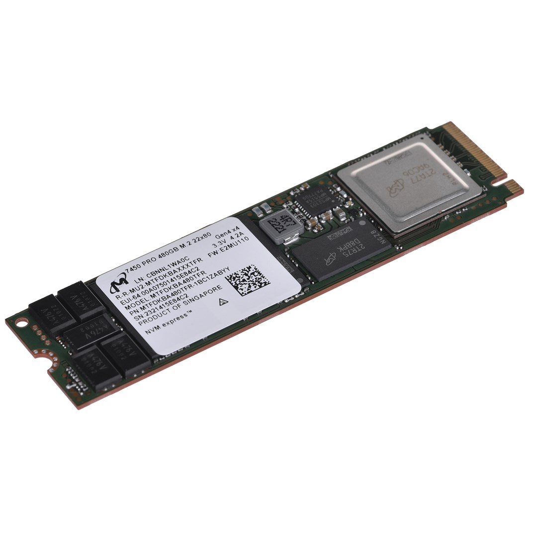 Disk SSD Micron 7450 PRO, 480GB, M.2 NVMe, e zezë