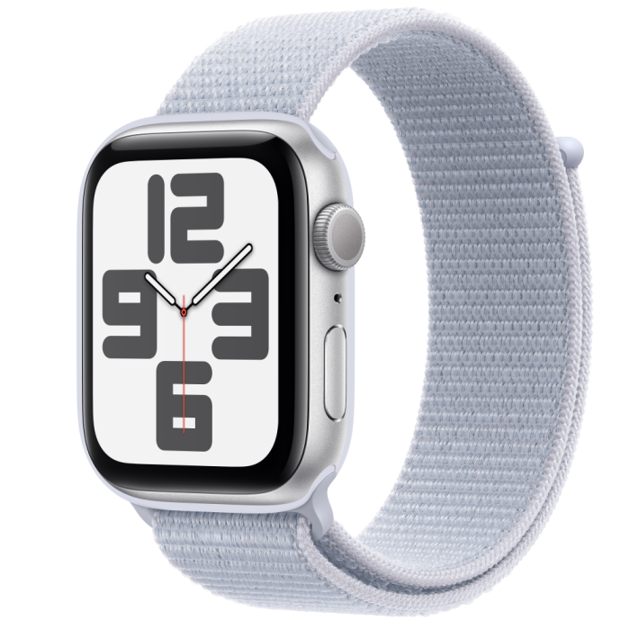 Apple Watch SE2 v3 GPS, 44mm, Silver Aluminum Case with Blue Cloud Sport Loop