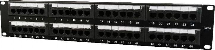 Patch panel Gembird NPP-C548CM-001, 48x RJ-45, Cat.5E, 19" 2U, i zi