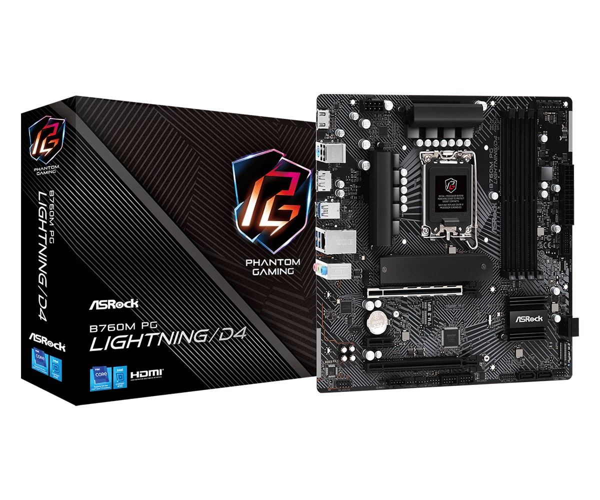 Pllakë amë Asrock B760M PG Lightning/D4 Intel B760 LGA 1700 micro ATX