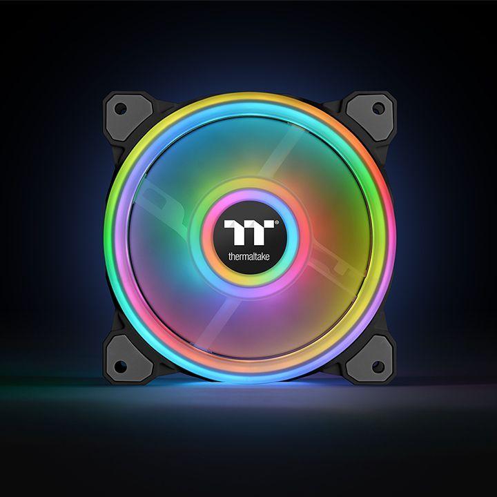 Ftohës Thermaltake Riing Quad 12 RGB, pako me 3 ventilatorë + qendër, i zi