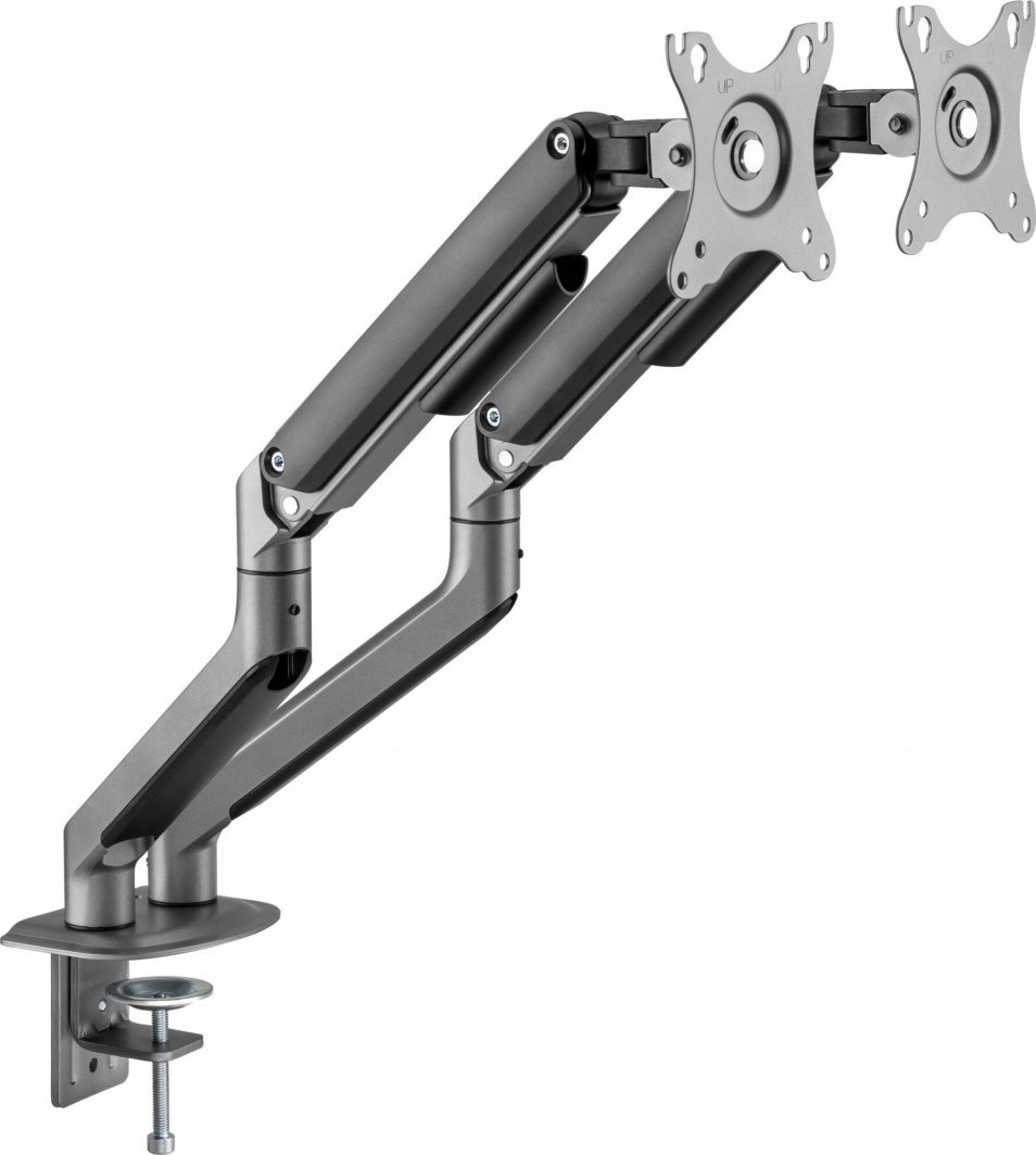 Mbajtëse tavoline Gembird për 2 monitorë, 17" - 32", e hirtë