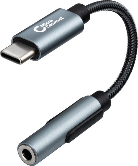 Adapter audio Microconnect MC-AUDIO-USBC, USB C në 3.5mm, 0.13m, argjendtë