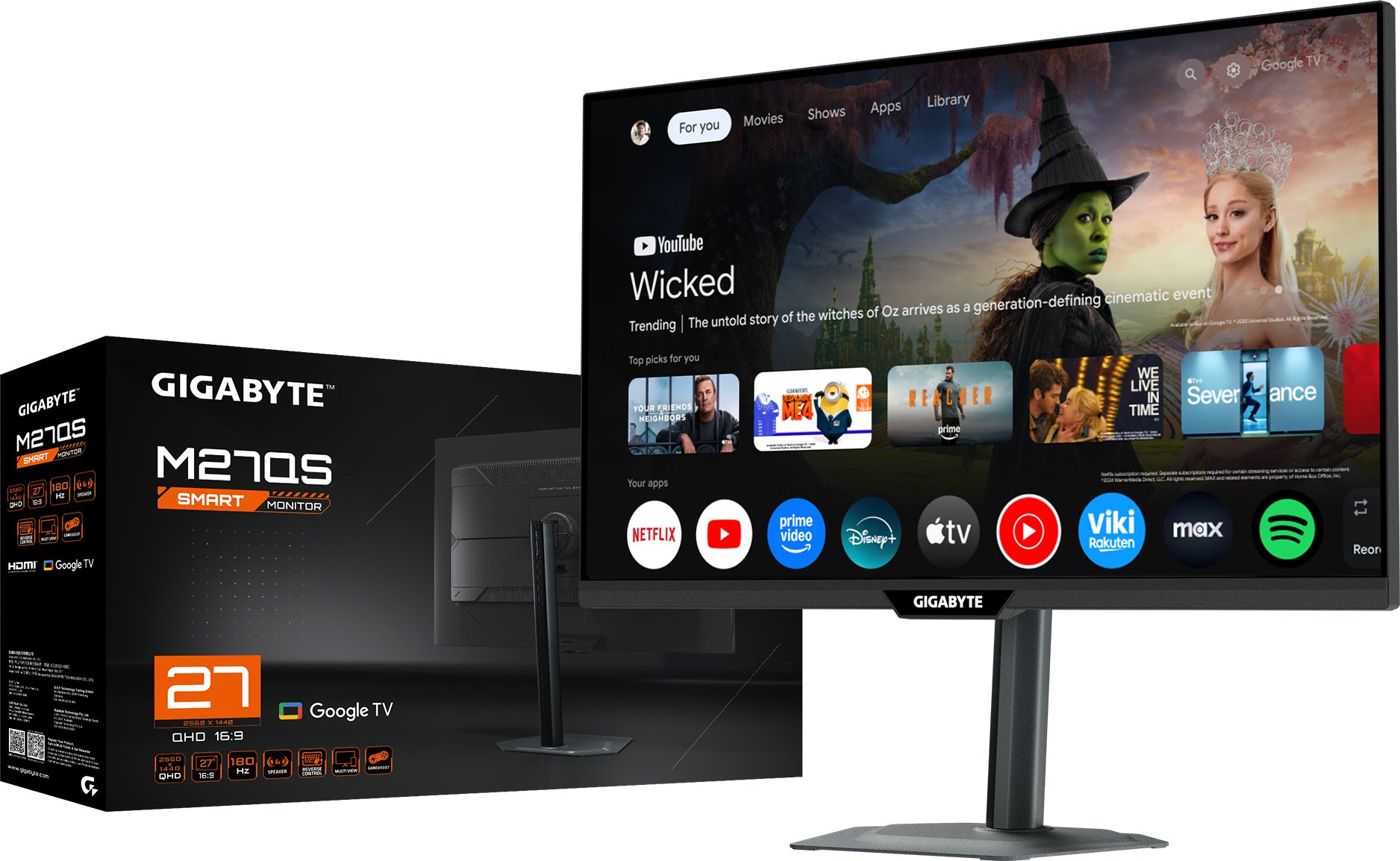 Monitor gaming Gigabyte M27QS, 27", QHD, 180Hz, i zi