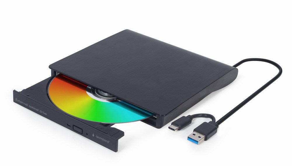 Disk optik i jashtëm Gembird DVD-USB-03, USB 3.1, 24x CD/8x DVD, i zi