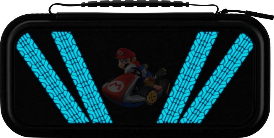 Kuti udhëtimi PDP Travel Case Plus Glow Kart Drift, për Nintendo Switch, me dritë në errësirë, blu e zezë