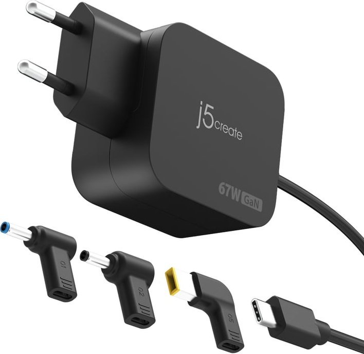 Karikues USB C J5create JUP1565DCE3A EN, 67W GaN PD, 3 adapterë DC, i bardhë