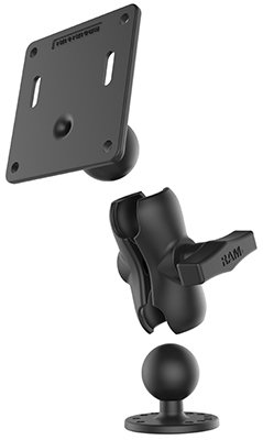 Mbajtëse monitori RAM Mounts Double Ball Mount, pllakë VESA 75x75mm, krah i shkurtër, e zezë