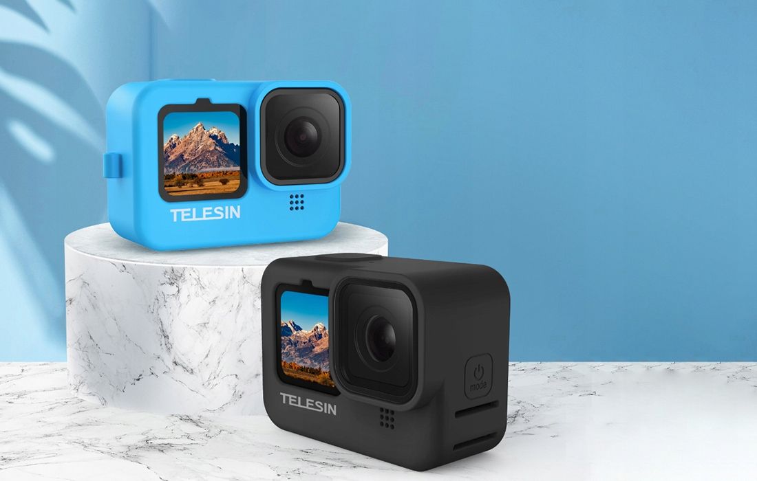 Strehë silikoni Telesin për GoPro Hero 9 Black, set 3 në 1, e zezë