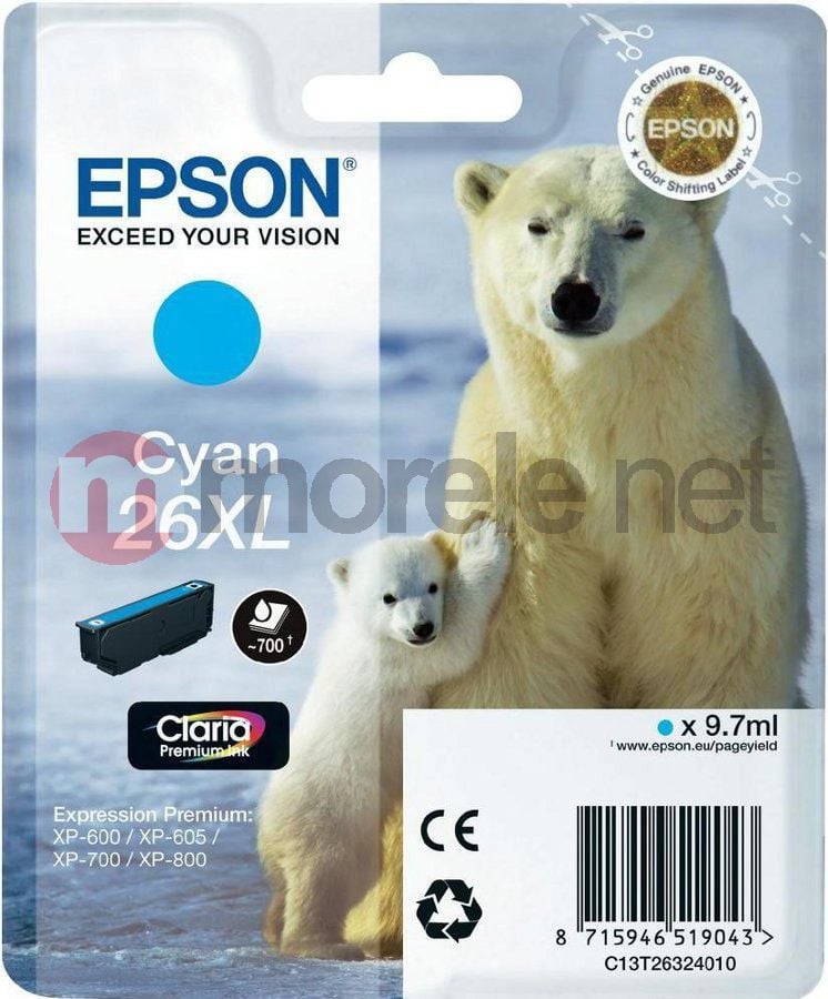Ngjyrë për printer Epson C13T26324010 ink no. 26, e kaltër