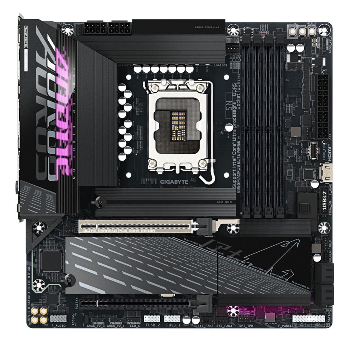Pllakë amë Gigabyte B860M AORUS ELITE WIFI 6E, Micro-ATX, LGA 1851, DDR5, e zezë 2