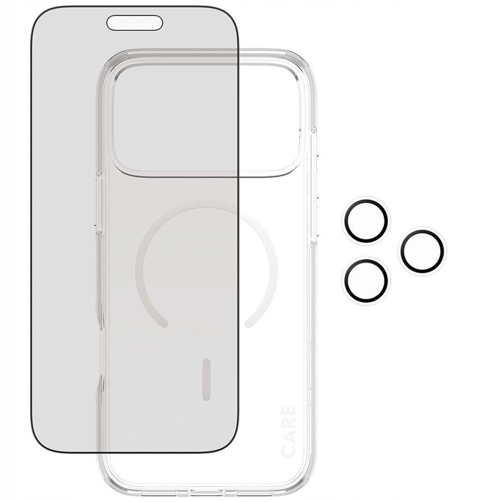 Set mbrojtës PanzerGlass CARE 3 në 1 për iPhone 17 Pro, mbrojtës ekrani privatësie, mbrojtje kamere
