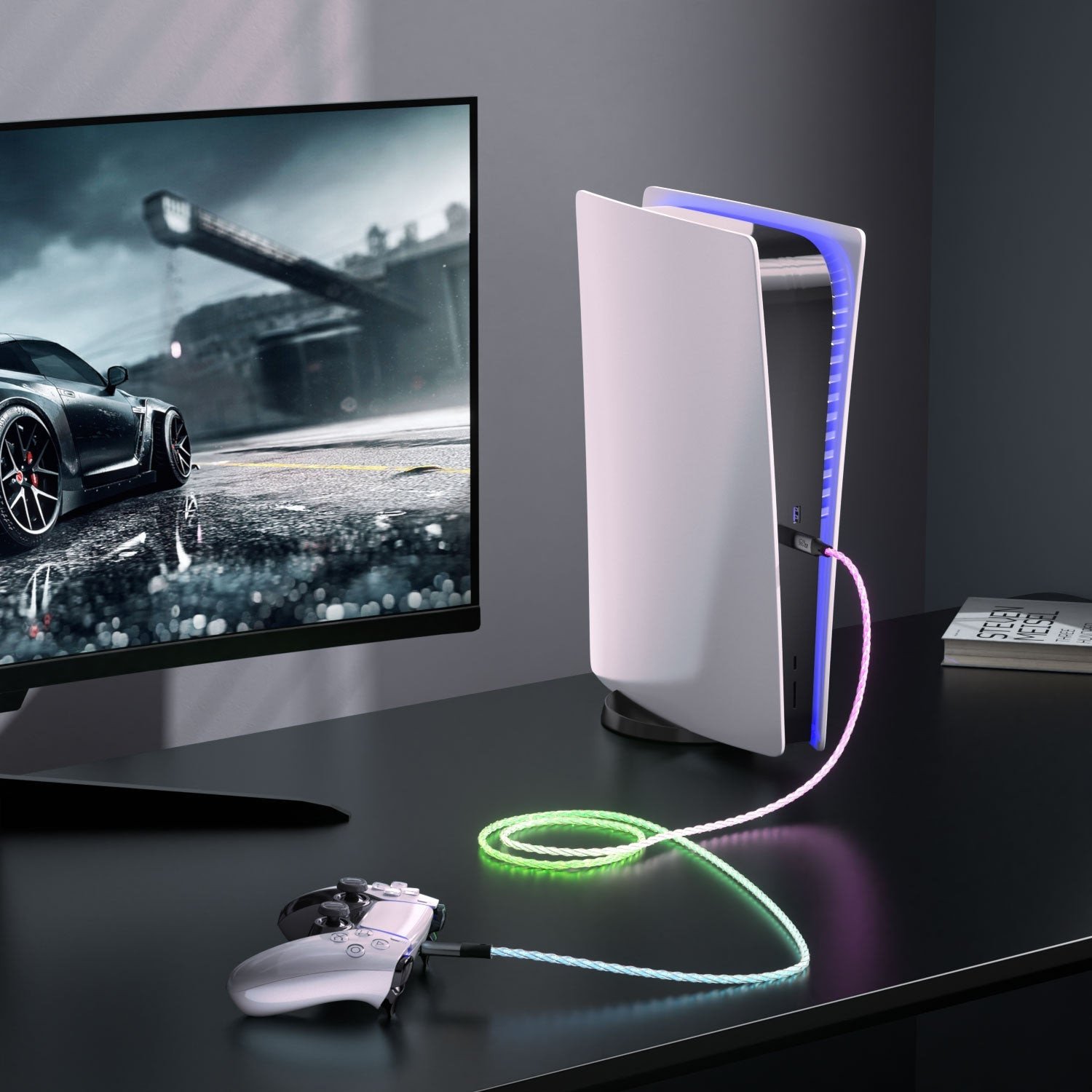 Kabllo USB 4smarts RGBCord, USB-C në USB-C, 60W, 1.5m, shumëngjyrëshe