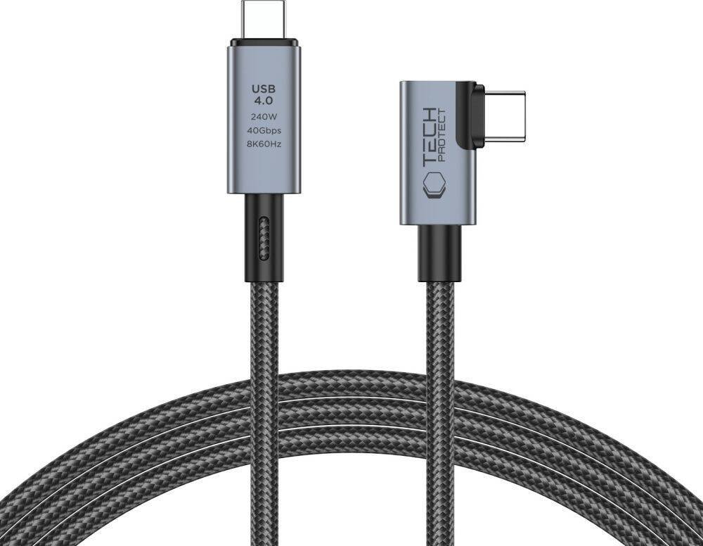 Kabllo USB Type C Tech-Protect UltraBoost Max L, USB 4.0, 240W PD, 150cm, gri