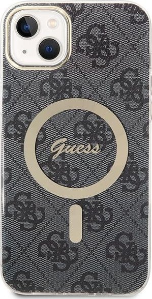 Set MagSafe Guess GUBPP14SH4EACSK për iPhone 14 6.1", karikues wireless, mbrojtëse 4G Print, i zi