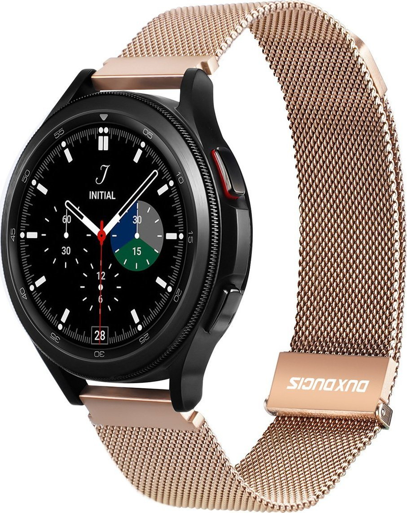 Rrip dore Dux Ducis Milanese për Samsung Galaxy Watch, 20 mm, çelik inox, ngjyrë ari