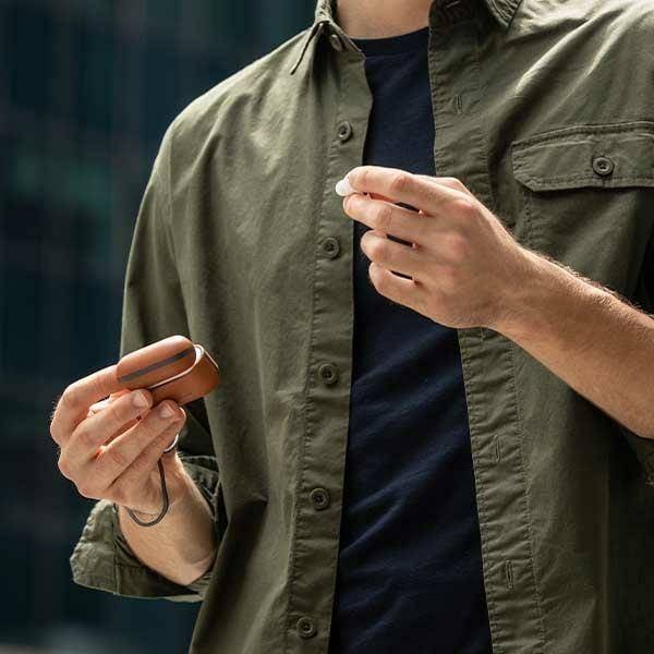 Kopertinë Uniq Terra për Apple AirPods Pro 2, lëkurë natyrale, blu space blue