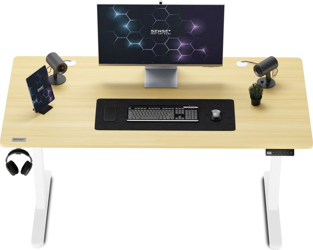 Tavolinë SENSE7 Nojo, 140cm x 70cm, e bardhë/ druri e hapur