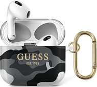 Mbulesë mbrojtëse Guess GUA3UCAMG Camo, për AirPods 3, TPU, zi e bardhë