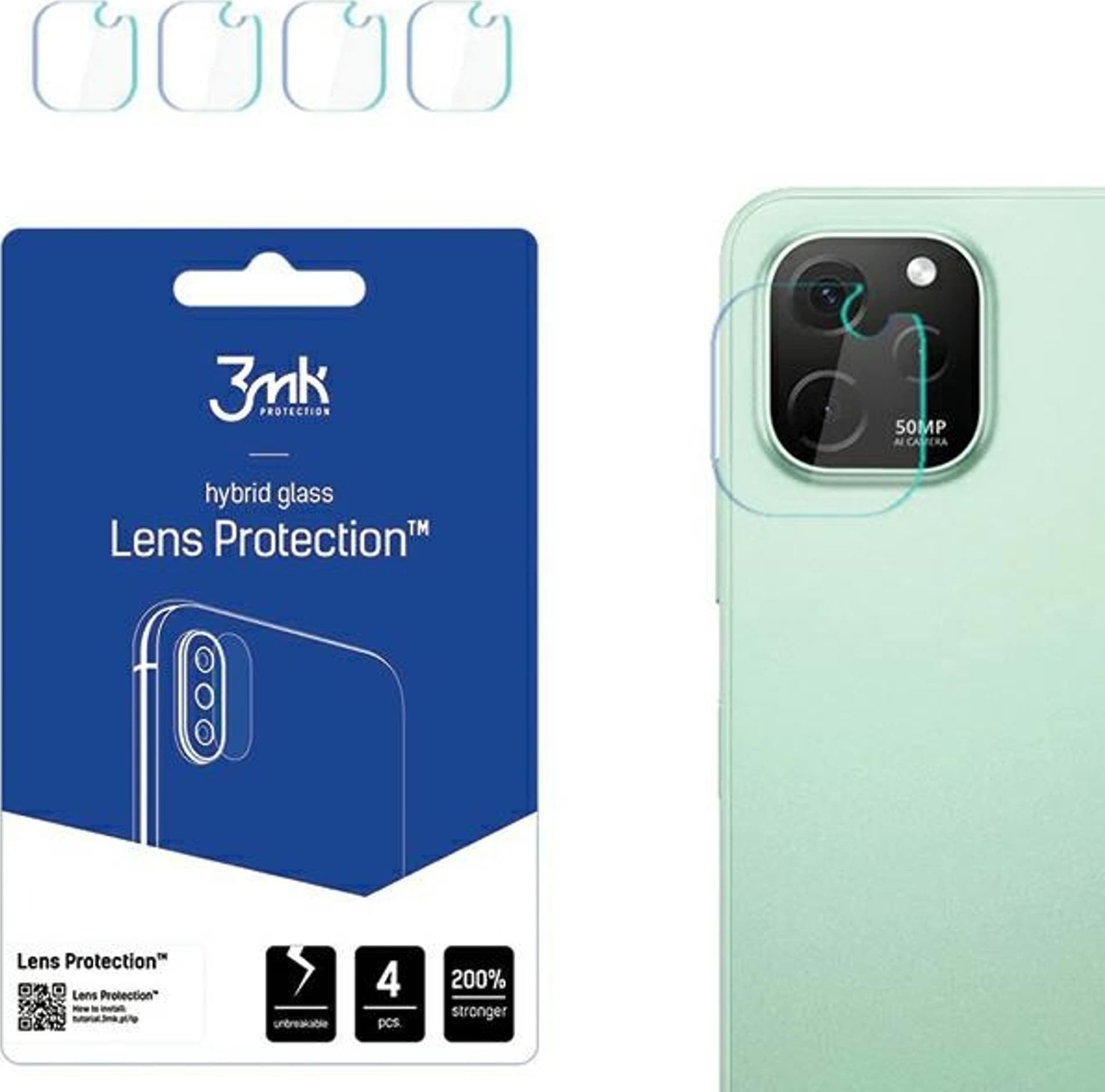 Mbrojtës lente 3mk për Huawei Nova Y91, xham hibrid, transparent