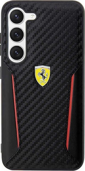 Maskë telefoni Ferrari Carbon Contrast Edges Samsung Galaxy S23 Plus, plastike, e zezë