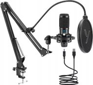 Mikrofon kondenzator Yenkee YMC 1031 Streamer, USB, për streaming, i zi