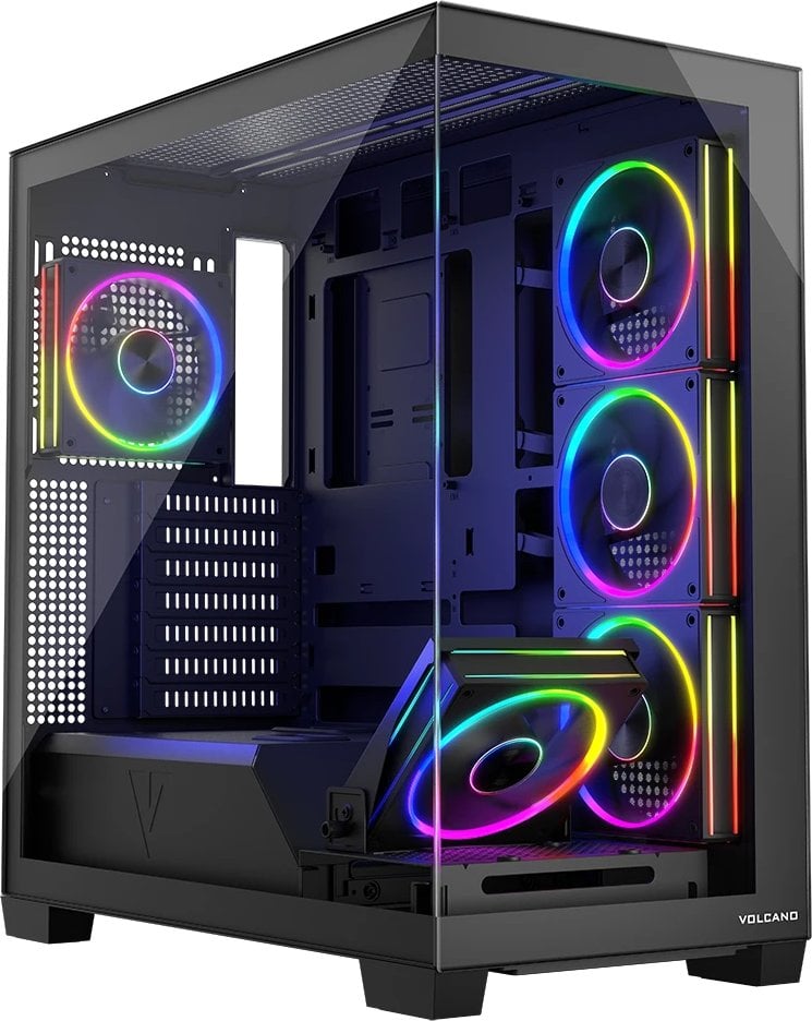 Kase kompjuteri Modecom Stellar 5F ARGB 10, xham i temperuar, 5 ventilatorë ARGB, e zezë