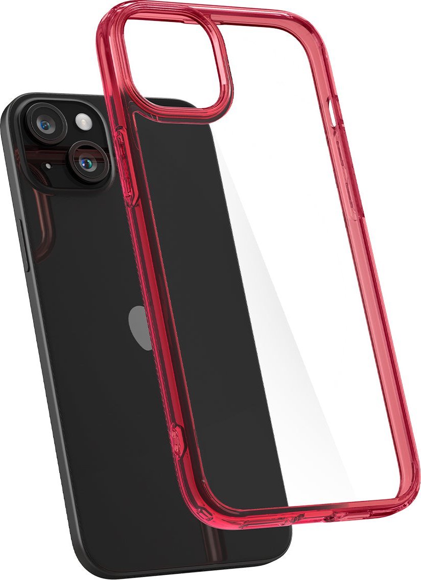 Maskë telefoni Spigen Ultra Hybrid për iPhone 15 Plus, transparente, red crystal