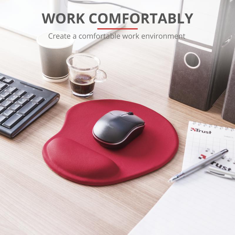 Mousepad ergonomik Trust BigFoot, me mbështetje për kyç, i kuq