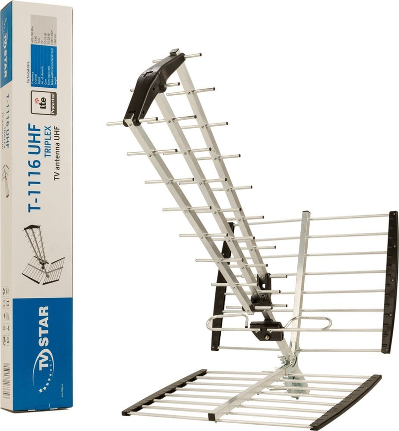 Antena TV Estar T-1116 UHF Triplex LTE, për jashtë, e zezë