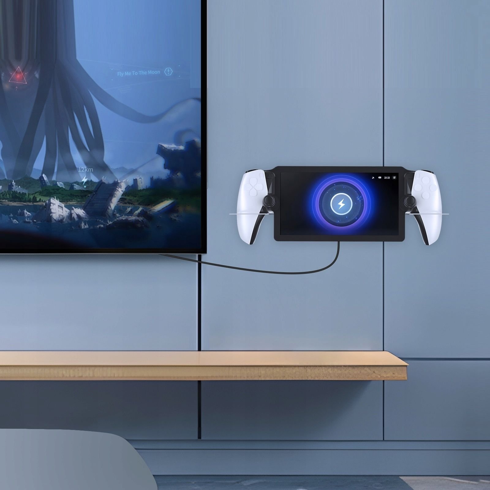 Mbajtës muri për Sony PlayStation PS Portal, fiksim i sigurt, kursen hapësirë, i zi