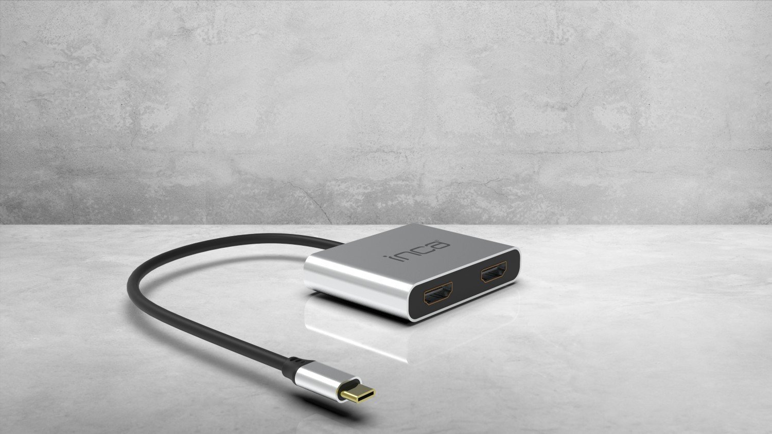 Adapter USB C Inca ITPC-4, 2x HDMI 4K 30Hz, USB A, USB C, gri