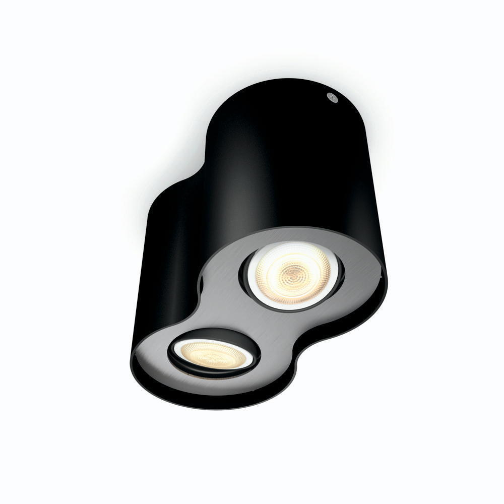 Spot tavani Philips Hue Pillar White Ambiance, LED GU10 dublë, Bluetooth, i zi