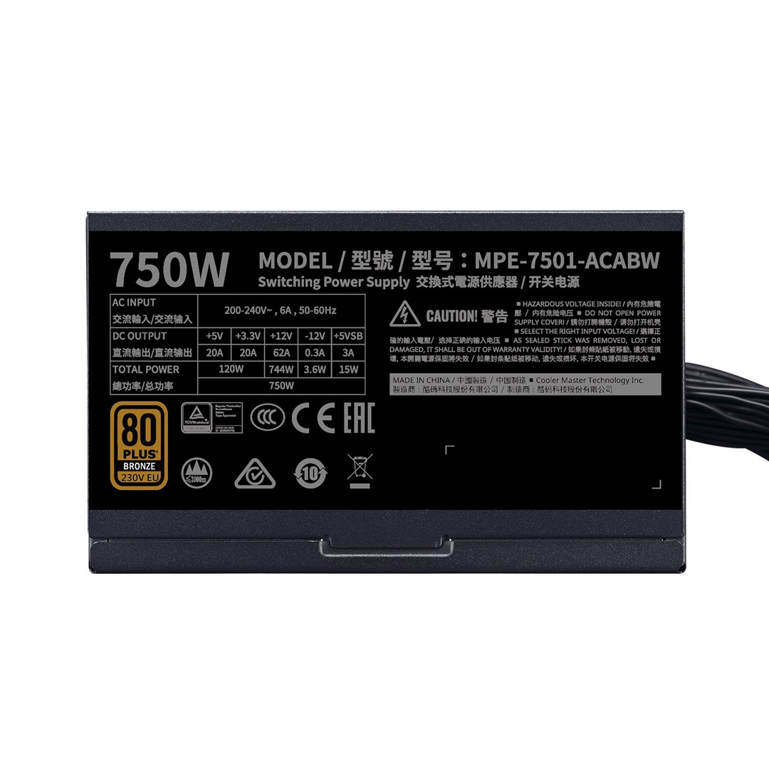 Burim energjie Cooler Master MWE 750 Bronze 230V V2, 24-pin ATX, 750 W