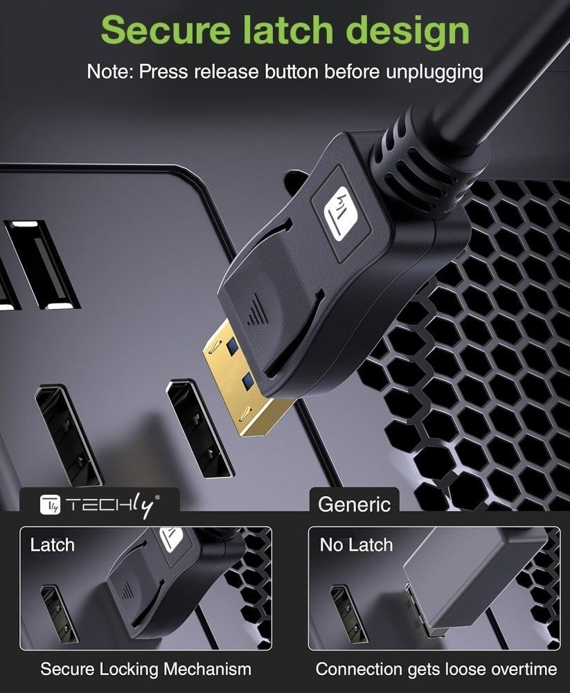 Kabllo Techly DisplayPort 2.1, 4K, 3m, e zezë