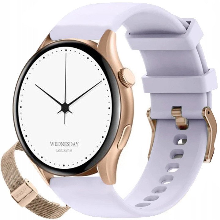 Smartwatch për femra Gravity GT11-7, ekran 1.43" AMOLED, IP67, rose gold