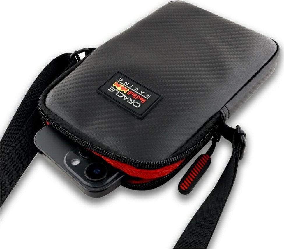 Çantë telefoni Red Bull Phone Bag Carbon Patch, PU, e zezë