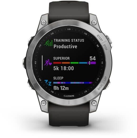 Orë Garmin Fenix 7 PRO, e argjendtë / rrip silikoni grafit